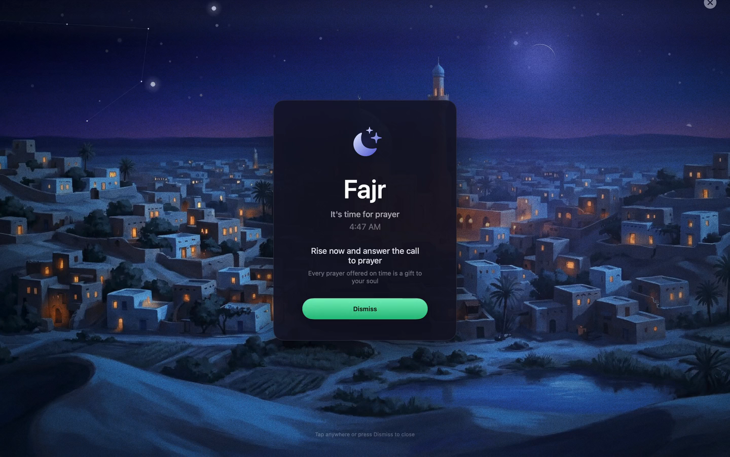 PrayerTimes Pro — Full-screen call at Fajr