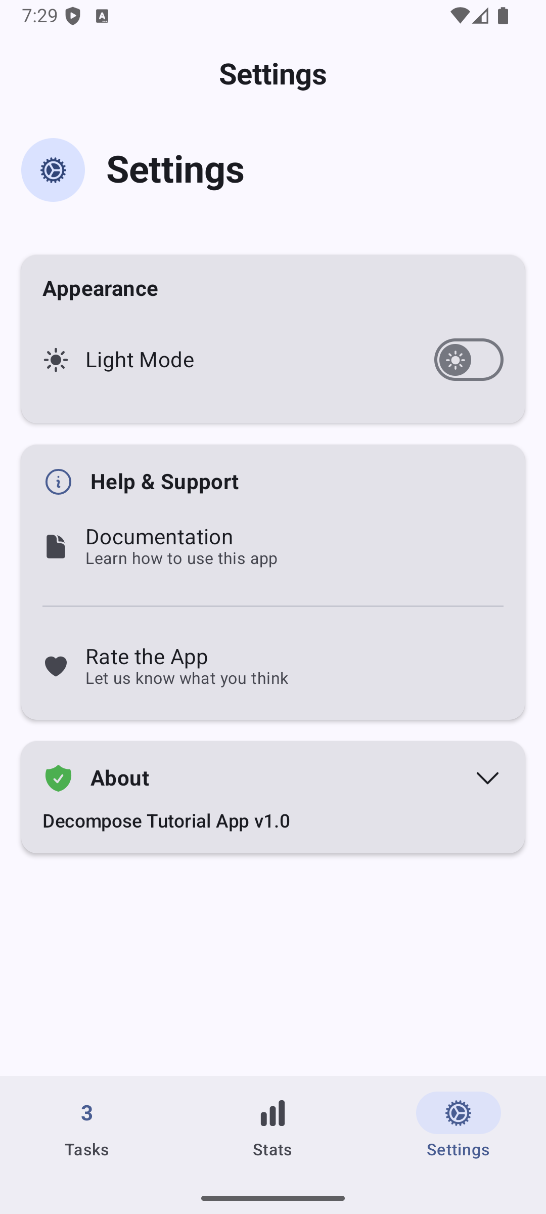 Settings Light Mode
